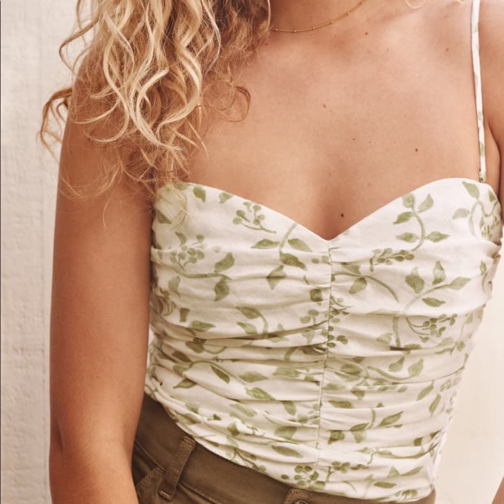 Reformation Fennel Linen Top